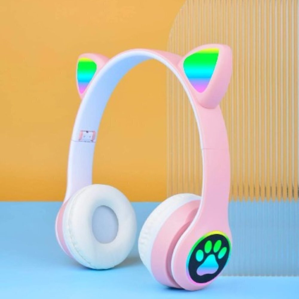 Cat Ear Lighted Headphones Wireless Pink